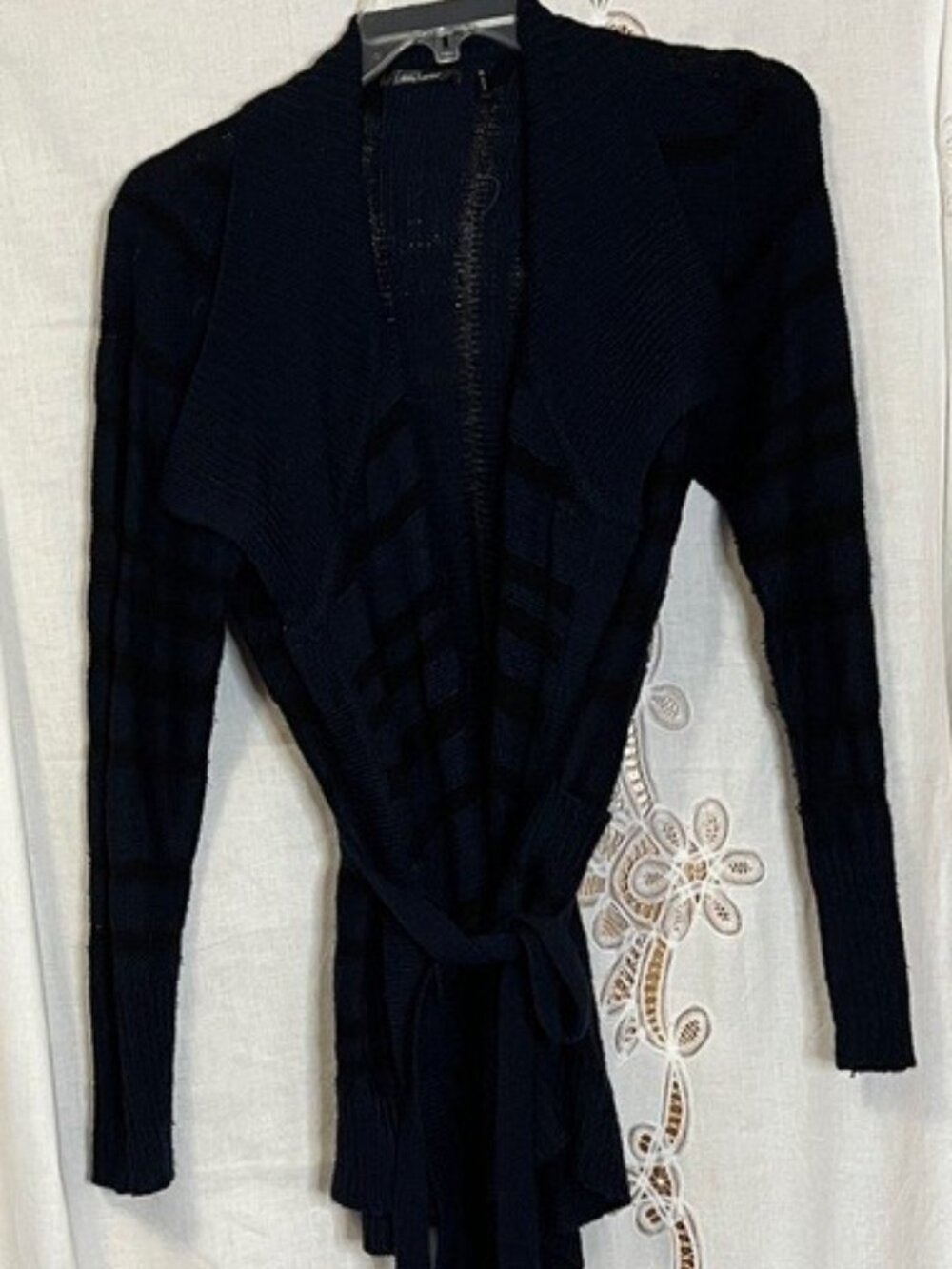 Daisy Fuentes Black Blue Striped Sweater Belt XL